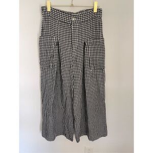 Free People Black and White Checkered Wide Leg Pants